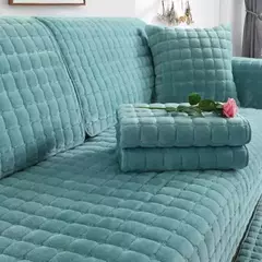 Capa de sofá de veludo universal xadrez de pelúcia antiderrapante e espessa para a sala de estar Capa de sofá de flanela quente para o apoio de braço da toalha de costas macia e confortável sem perda de cabelo pode ser na internet