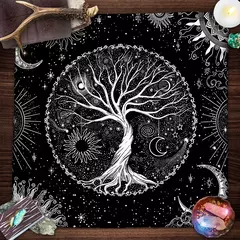 Blue Life Tree Tarot Toalha De Mesa, Tarot Cloth, Capa De Leitura, Feitiçaria, Astrologia, Sol, Lua, Céu Estrelado, Altar - comprar online