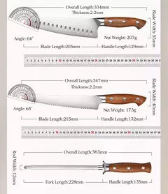 HEZHEN-Aço e Madeira Red Handle Kitchen Knife Set, Tesoura Titular, Nitidez Rod, Acessórios, 1.4116 Aço, 8 PCs - Wolf Magazine