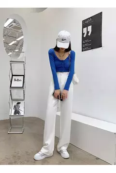 Calça feminina de cintura alta até o chão, branca, solta, perna larga, feminina de escritório, reta, roupas longas, senhoras, outono, inverno