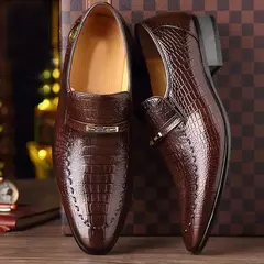 Crocodilo padrão couro formal masculino sapatos, sapatos sociais casuais, novo estilo, sapatos de casamento de luxo - Wolf Magazine
