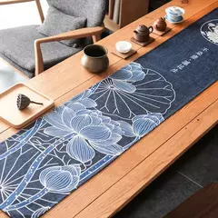 Simples chinês Lotus Table Runner, japonês Wave Table Flag, Koi Fish Toalha de Mesa, Acessórios para Cerimônia do Chá, Estilo Nacional