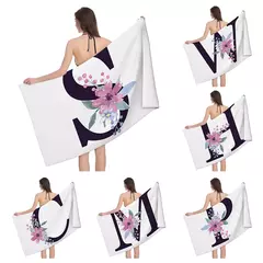 Toalhas de banho para o corpo, secagem rápida, toalha de praia de microfibra, grande toalha esportiva, letra e flor, homens e mulheres - loja online