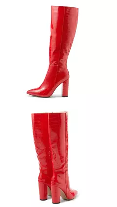 Botas de couro com pontas aneikeh para mulheres, botas até o joelho com saltos grossos, padrão crocodilo, zíper lateral, primavera e outono, 2021 - Wolf Magazine