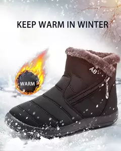 Mulheres Botas Watarproof Ankle Boots Para As Mulheres Sapatos de Inverno Manter Botas de Neve Quente Feminino Zipper Botines Botas Inverno Mujer