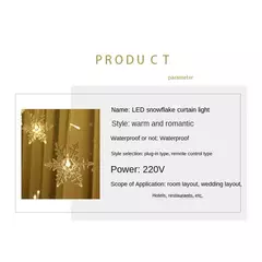 LED Fairy String Luzes De Natal, Floco De Neve Cortina, Guirlanda Impermeável, Festa De Feriado, Decoração De Natal, 3.5m, 2024