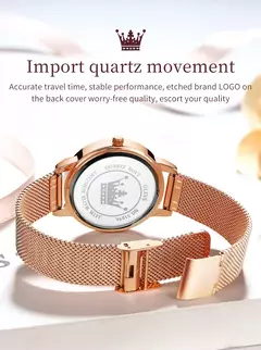 OLEVS-Relógio de pulso quartzo japonês feminino, relógios impermeáveis, pulseira de aço inoxidável, vestido fashion, luminoso Diamond face, relógio feminino - Wolf Magazine