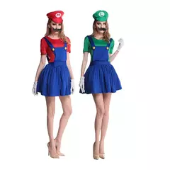 Super luigi cosplay traje adulto macacão barba chapéu masculino e feminino conjunto criança traje de halloween - Wolf Magazine