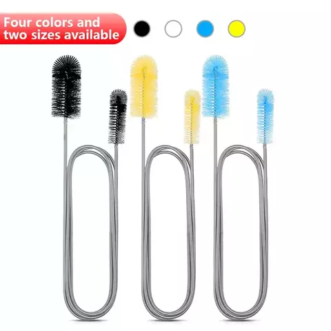 Escova de limpeza de aquário para mangueira de água, tubo de ligo, tubo de ar, aço inoxidável, flexível, cabeça dupla, limpador de tanque de peixes