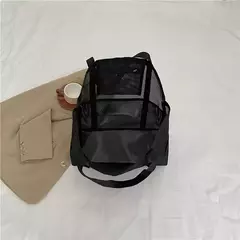 Bolsa de praia de malha portátil para mulheres, maquiagem, bolsa de lavagem, organizador de banho, Shopper Totes, verão - loja online