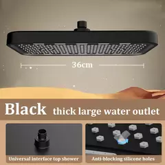 36cm impulsionador spray superior grande cabeça de chuveiro quadrado grosso anti-entupimento banheiro conjunto de cabeça de chuveiro doméstico