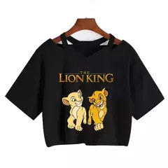 Disney o rei leão colheita topo t camisa recortada harajuku camiseta hakuna matata tshirt feminino topo t roupas femininas - comprar online