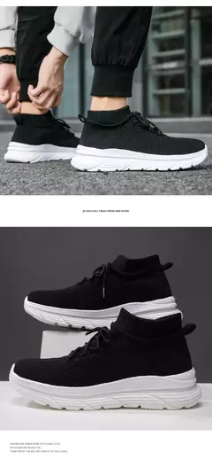 Imagem do Sapato de meias casual confortável masculino, tênis preto para dirigir, novo,