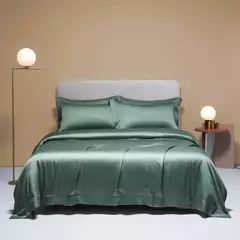 Liv-Esthete-Conjunto de cama cinza, capa de edredão, fronha, lençol, colcha, Double King Queen para dormir, 100% seda, Gift Set, verão - loja online