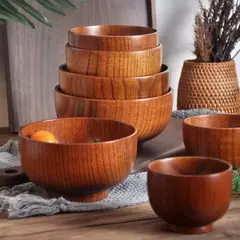 Imagem do Tigelas De Madeira Japonesas para Crianças e Bebê, Pequenas Tigelas De Sopa Sólida, Madeira De Jujuba, Tigelas De Salada, Louça Doméstica Retro