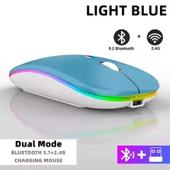Mouse sem fio Bluetooth para Tablet e telefone, Ratos de retroiluminação RGB recarregáveis para iPad, PC, Laptop, 2.4GHz USB - loja online