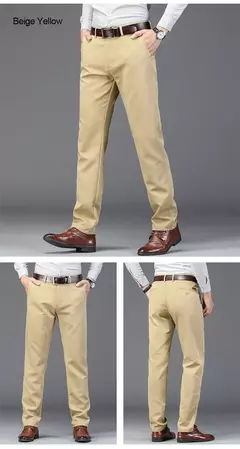 Imagem do Calça justa reta masculina, calça casual de negócios, terno elástico, marca chique, primavera, outono, moda masculina, 6 cores, 2023