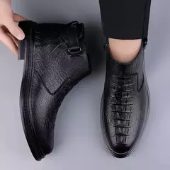 Botas Chelsea de couro genuíno masculinas, sapatos de negócios com pele, bota de inverno quente, couro de vaca, tendências da moda, novas - comprar online