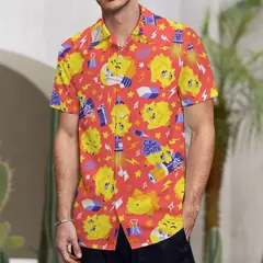 Camiseta havaiana masculina de manga curta, estampa de ovelha 3D, roupas de praia soltas, camisas grandes, verão - loja online