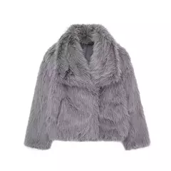 Imagem do TRAF-Jaqueta feminina de tecido de lantejoulas de metal, casaco solto, gola alta, manga comprida, outerwear feminino chique, outono, inverno, 2023