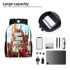Mochila escolar impermeável para meninos e meninas, mochila para Grand Theft Auto Collage, jogo de aventura, bolsa GTA na internet