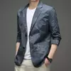 Blazers e roupas de peito único para homens, jaqueta grande, casacos casuais, roupas da moda, plus size, azul, nova primavera