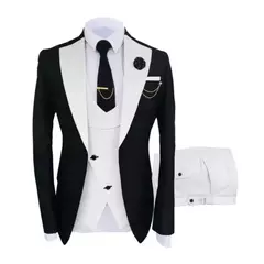 Ternos masculinos 3 peças sob medida melhor homem noivo casamento smoking fino ajuste jacquard duas cores blazer jaqueta colete calças smoking roupas