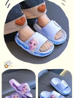 Disney-chinelos infantis de princesa Elsa congelados, sola macia antiderrapante, sandálias de banho internas, desenhos animados bonitos, verão - loja online