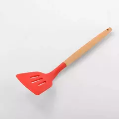 Imagem do Produto comestível antiaderente silicone utensílios de cozinha turner espátula colher de madeira lidar com prático ferramenta de cozinha utensílios de cozinha