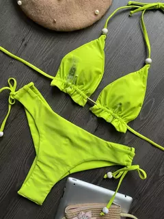 Imagem do Fato de banho triangular sexy para mulheres, biquínis brasileiros, maiô halter, maiô push up, corrente de metal, biquíni de praia, novo, 2023