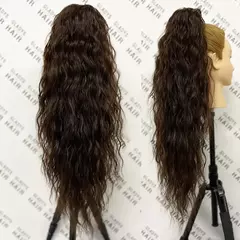Curly Ponytail extensões clipe sintético, cordão peruca rabo de cavalo, onda de água longa, Afro Pony Tail, feminino peruca - loja online