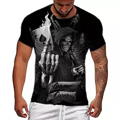 Camiseta de crânio extragrande manga curta masculina, streetwear de hip-hop, blusa casual, camiseta Harajuku, Y2k, roupa gola O, tendência - Wolf Magazine