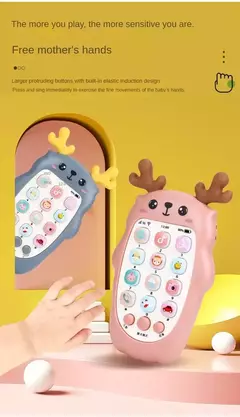 Telefone bilíngue mordedor brinquedos para bebê, música, brinquedo de voz, educação precoce, máquina de aprendizagem, eletrônica, presente infantil - loja online