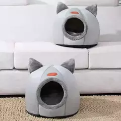 Mais alta qualidade conforto casa para animais de estimação tenda inverno deluxe semi-fechado sono profundo cama de gato casa para animais de estimação tenda pequena esteira cesta pequeno cão - comprar online