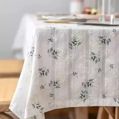 Toalha De Mesa De Mistura De Algodão Impresso Floral, Lavável Farmhouse Table Cover, Bege, Festa De Casamento, Sala De Estar, Decoração Do Chuveiro Do Bebê - loja online