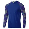 FEIYUE-Camisetas Masculinas com Capuz Azul, Manga Comprida, Secagem Rápida, Respirável, Caminhada, Camisas de Pesca, À Prova de UV, UPF 50 Plus, TOPS