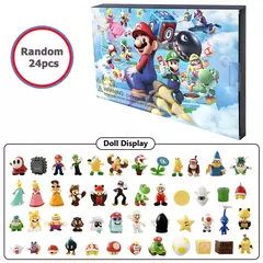 24 pçs/set super mario bros natal advento calendário caixa brinquedos kawaii anime figura pvc modelo bonecas brinquedos presente para crianças - loja online