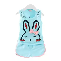 Conjunto de pijamas casual infantil, roupas de bebê, colete bonito feminino, pijama infantil, roupas de treino infantis, verão, novo, 2 peças