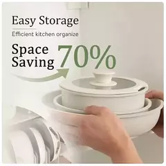 Imagem do Panelas e panelas de granito antiaderentes com alça removível, panelas de cozinha ao ar livre, kit de fogão com tampa, indução, rv, camping, 5pcs