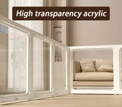Interior diy pequeno cão de estimação cerca gaiola sistema com porta cerca do cão totalmente transparente acrílico filhote de cachorro casa livremente combinado gatinho quintal na internet