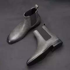 Botas de couro chelsea masculinas, marca de moda confortável, # KD431, 40-46, 2024 na internet
