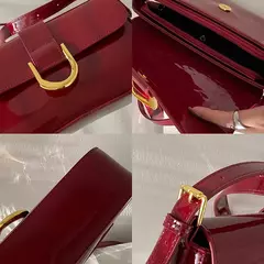Retro couro de patente bolsa de ombro para mulheres luxo aleta crossbody saco cor sólida axilas saco vermelho crossbody bolsa senhora na internet