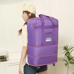 Imagem do Saco De Viagem Dobrável Roxo, Compartimento De Bagagem, Caixa De Armazenamento De Roda Giratória, Grande Capacidade, Telescópico Saco De Bagagem, Saco De Viagem