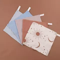 Baby's Soft Absorbent Gaze Algodão Toalhas, Face Wipe, Lenço, Banhando Toalhinha de alimentação, 5Pcs