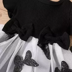 Vestido de Manga Voadora para Bebé Menina, Gola Redonda, Malha Costurada, Moda Casual, Verão, Novo, 0-3 Anos de Idade