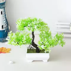 Plantas de plástico artificiais bonsai pequeno vaso de árvore vaso de flores jardim arranjo de plantas falsas ornamentos quarto decoração de mesa de casa