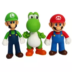 Imagem do 10 ~ 14cm super mario bros pvc figura de ação brinquedos bonecas modelo conjunto luigi yoshi burro kong cogumelo para crianças presentes aniversário