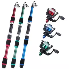 Conjunto de vara de pesca kits completos com vara de pesca telescópica e molinete iscas ganchos conjunto de pólo de viagem - loja online