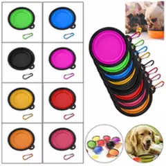 Dobrável pet silicone cão comida tigela de água acampamento ao ar livre viagem portátil dobrável suprimentos para animais de estimação tigela pratos com mosquetão