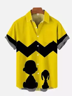 Camisa de praia de manga curta masculina, casaco de lapela confortável, top estampado, tamanho grande, solta, verão, novo, 2024 - Wolf Magazine